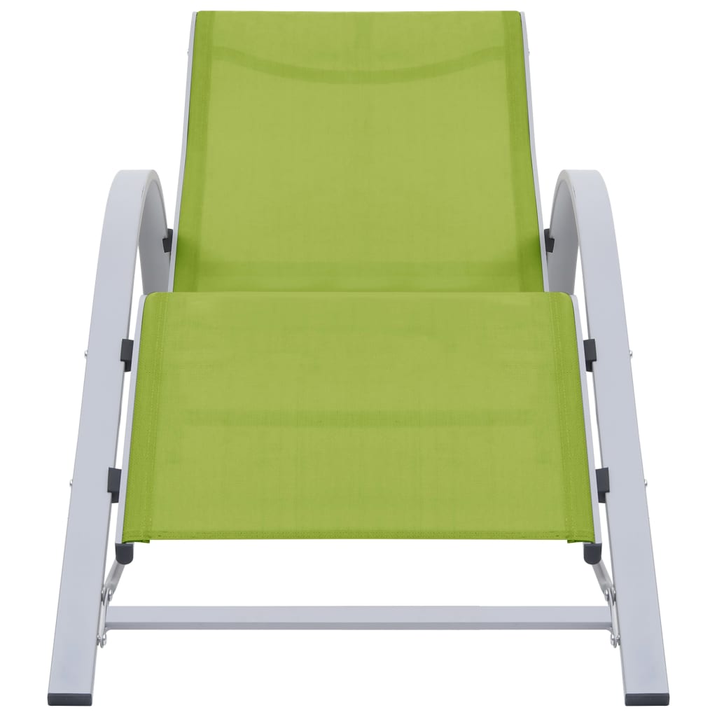 Sun Loungers 2 pcs with Table Aluminium Green