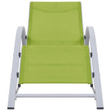 Sun Loungers 2 pcs with Table Aluminium Green