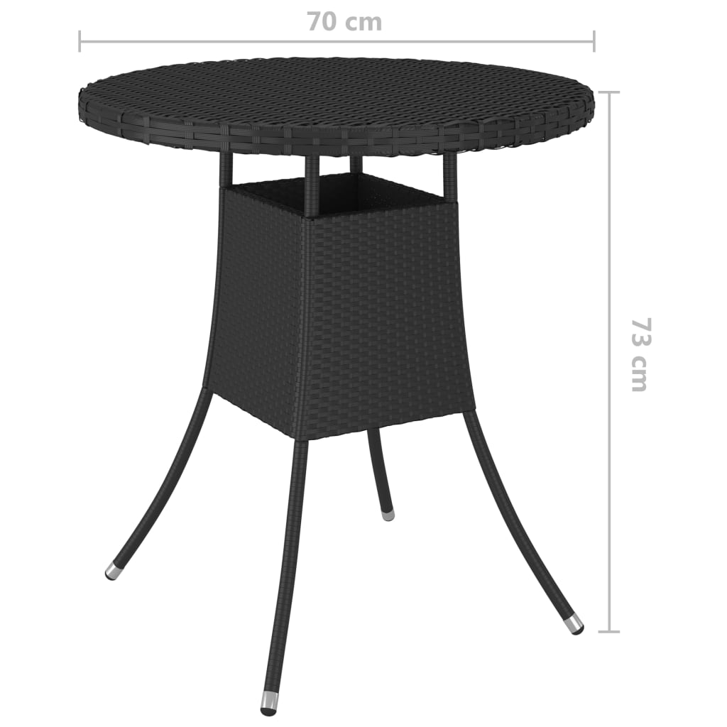 Garden Table Black 70x70x73 cm Poly Rattan