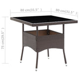 Garden Dining Table Brown Poly Rattan