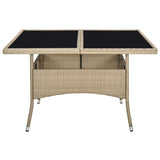 Outdoor Dining Table Beige Poly Rattan and Glass