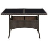 Outdoor Dining Table Brown Poly Rattan and Glass