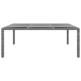 Garden Table 200x150x75 cm Tempered Glass and Poly Rattan Grey