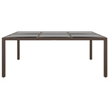 Garden Table with Glass Top Brown 200x150x75 cm Rattan