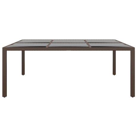 Garden Table with Glass Top Brown 200x150x75 cm Rattan