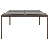 Garden Table with Glass Top Brown 200x150x75 cm Rattan