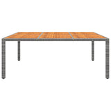 Garden Table 200x150x75 cm Acacia Wood and Poly Rattan Grey
