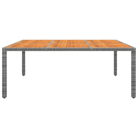 Garden Table 200x150x75 cm Acacia Wood and Poly Rattan Grey
