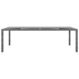 Garden Table 250x100x75 cm Tempered Glass and Poly Rattan Grey