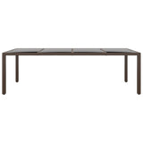 Garden Table with Glass Top Brown Poly Rattan