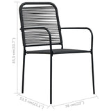 Garden Chairs 4 pcs Cotton Rope and Steel Black