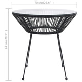 Garden Dining Table Black Ø70x74 cm Rattan and Glass