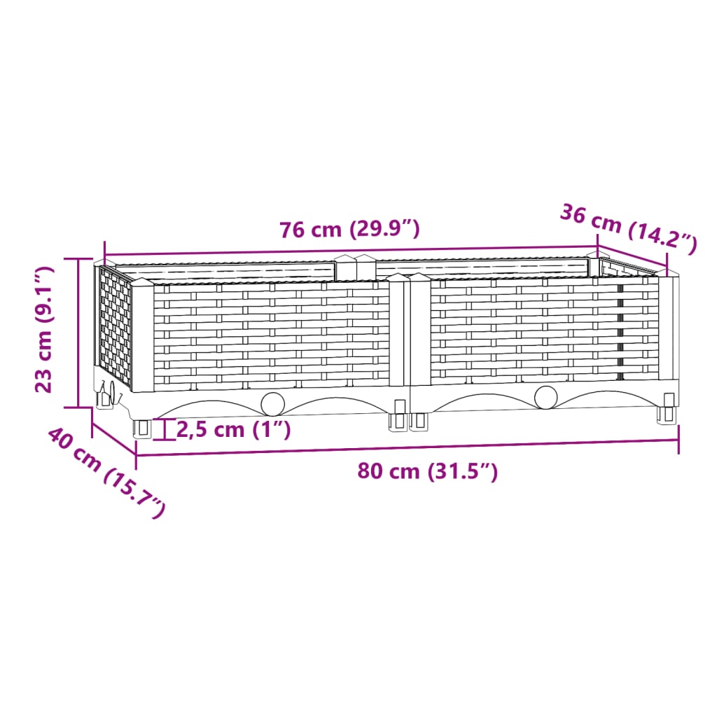 Raised Bed 80x40x23 cm Polypropylene