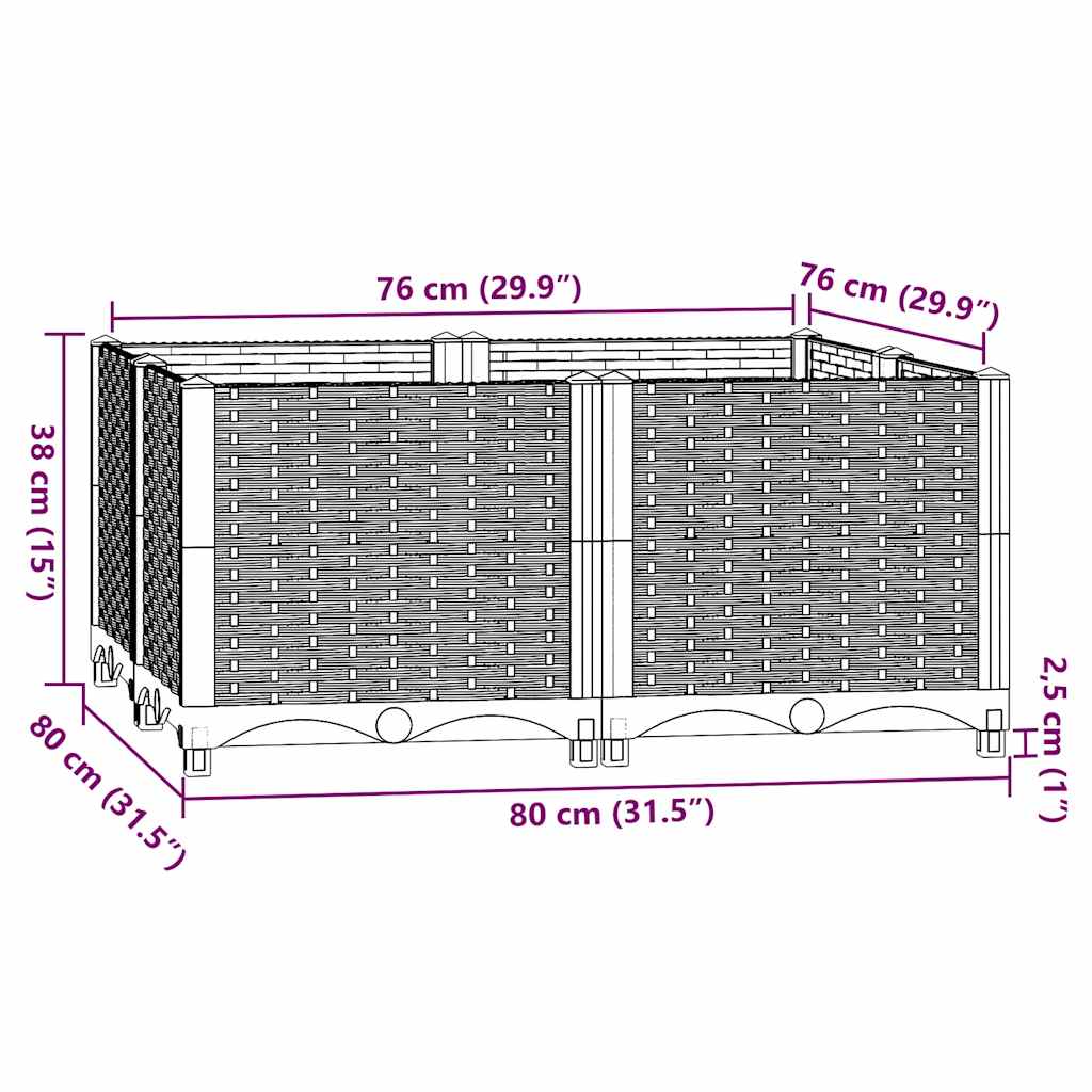 Raised Bed 80x80x38 cm Polypropylene