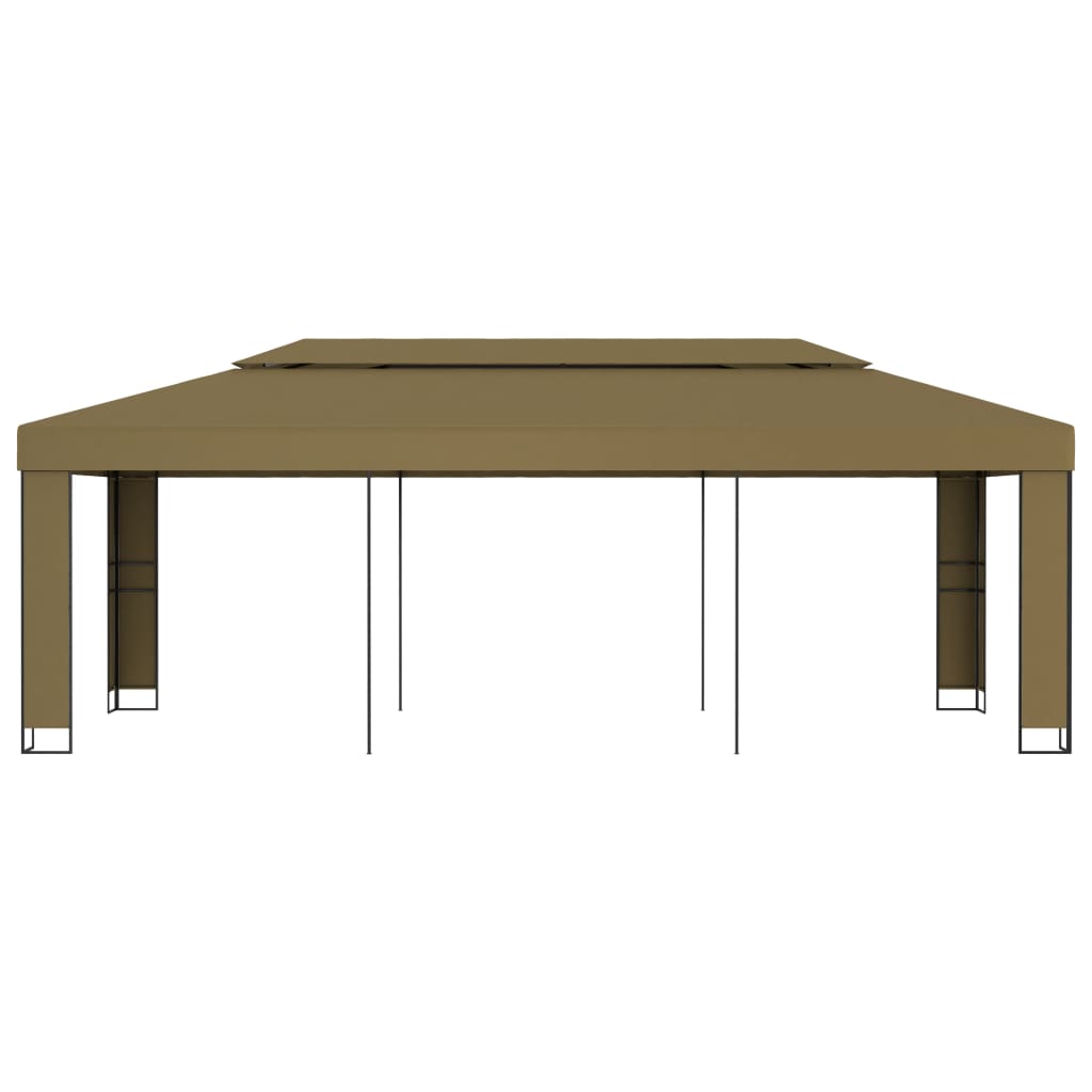 Gazebo with Double Roof 3x6 m Taupe 180 g/m²