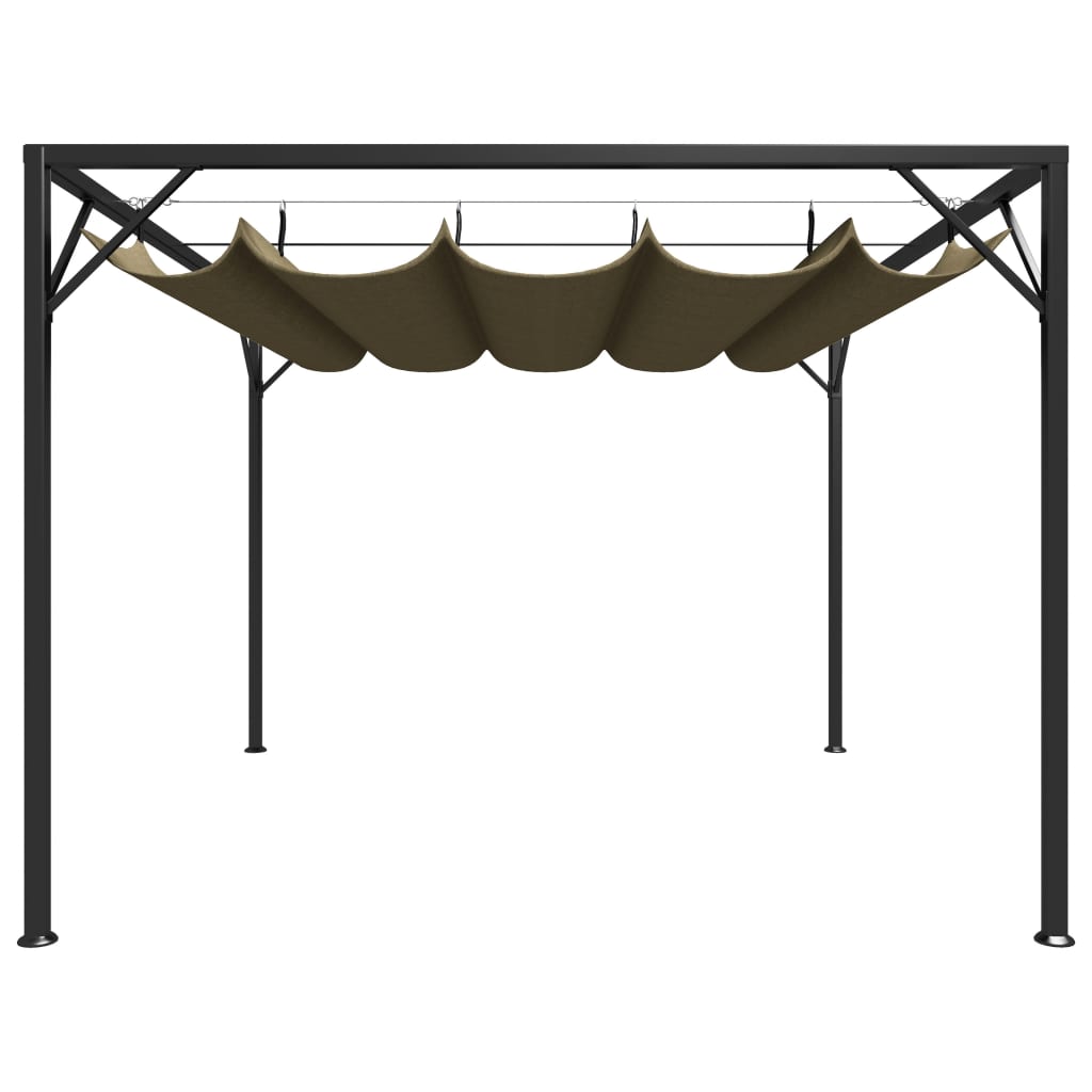 Garden Gazebo with Retractable Roof 3x3 m Taupe 180 g/m²