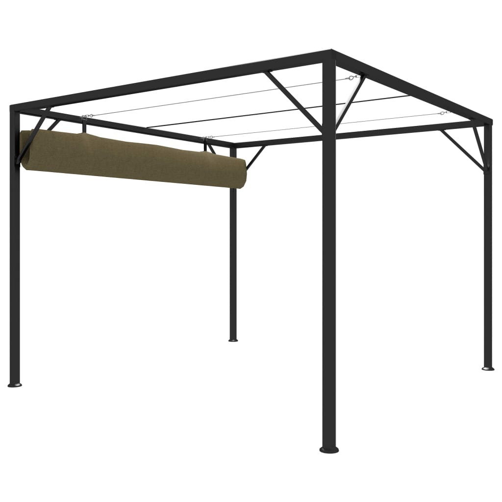 Garden Gazebo with Retractable Roof 3x3 m Taupe 180 g/m²