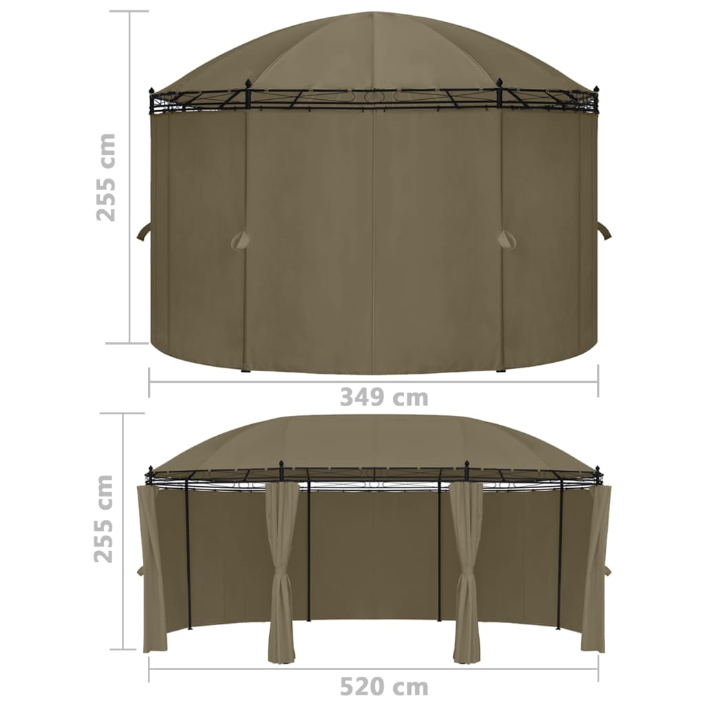 Gazebo with Curtains 520x349x255 cm Taupe 180 g/m²