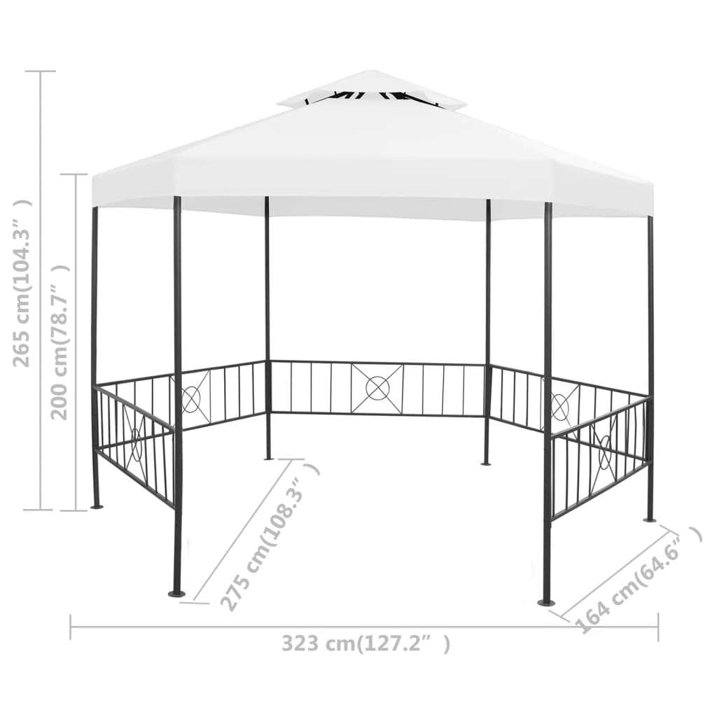 Garden Gazebo 323x275x265 cm White 180 g/m²