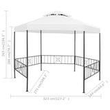 Garden Gazebo 323x275x265 cm White 180 g/m²