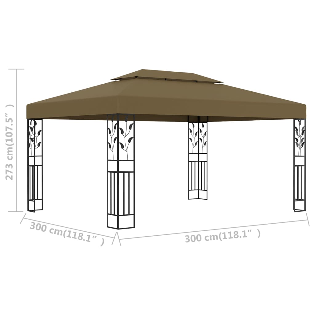 Gazebo with Double Roof 3x4 m Taupe 180 g/m²