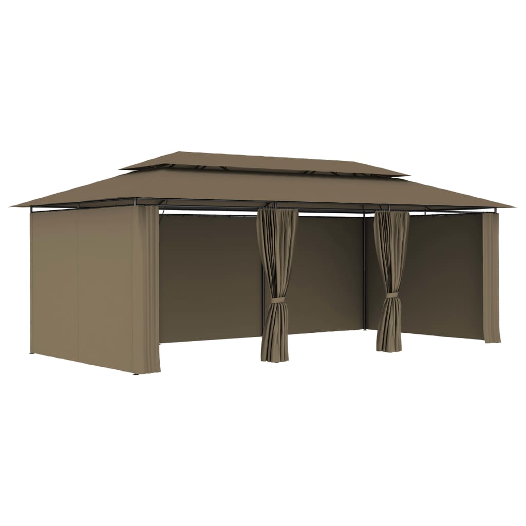 Gazebo with Curtains 600x298x270 cm Taupe 180 g/m²