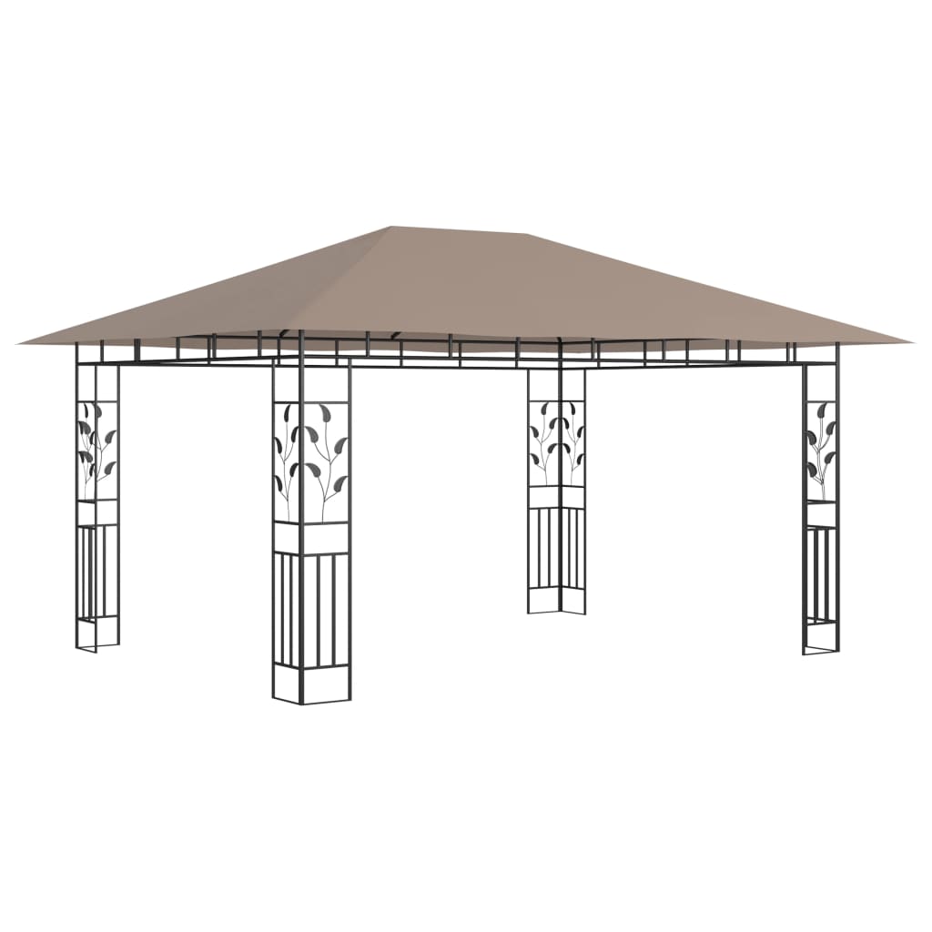 Gazebo with Mosquito Net 4x3x2.73 m Taupe 180 g/m²