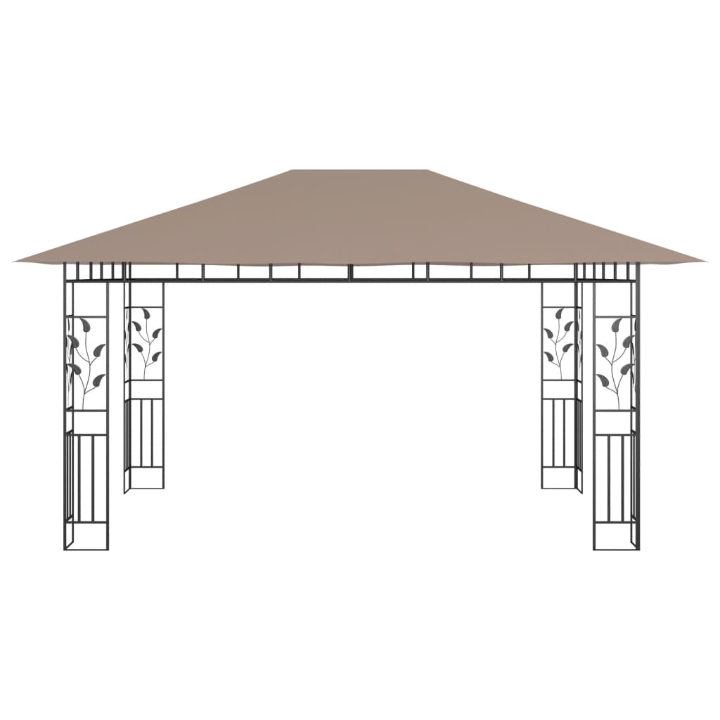 Gazebo with Mosquito Net 4x3x2.73 m Taupe 180 g/m²