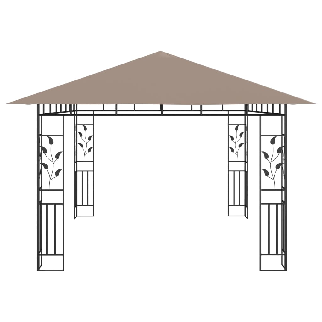 Gazebo with Mosquito Net 4x3x2.73 m Taupe 180 g/m²