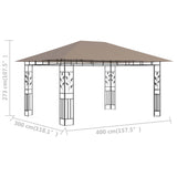 Gazebo with Mosquito Net 4x3x2.73 m Taupe 180 g/m²