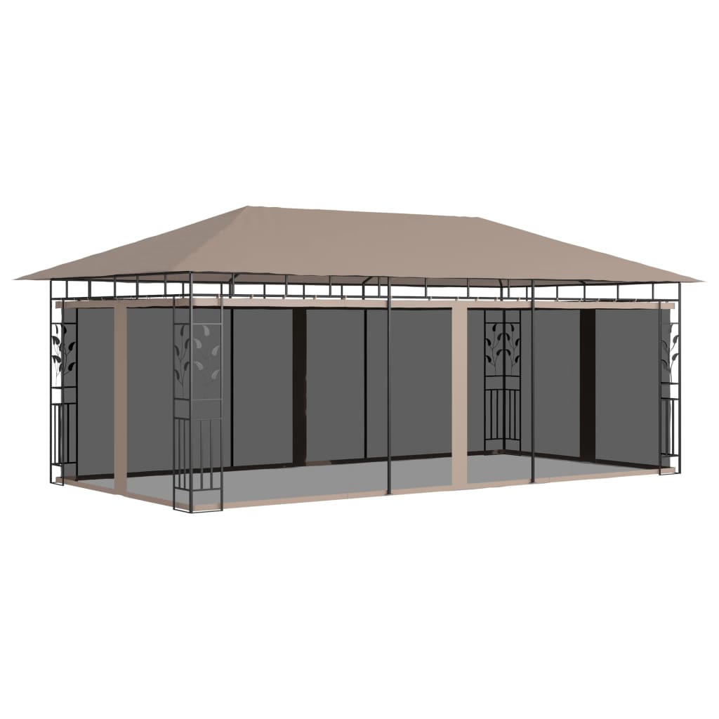 Gazebo with Mosquito Net 6x3x2.73 m Taupe 180 g/m²