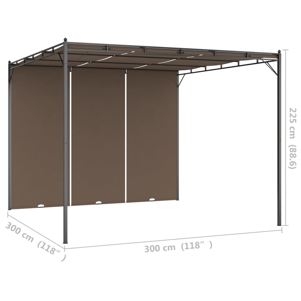 Garden Gazebo with Side Curtain 3x3x2.25 m Taupe