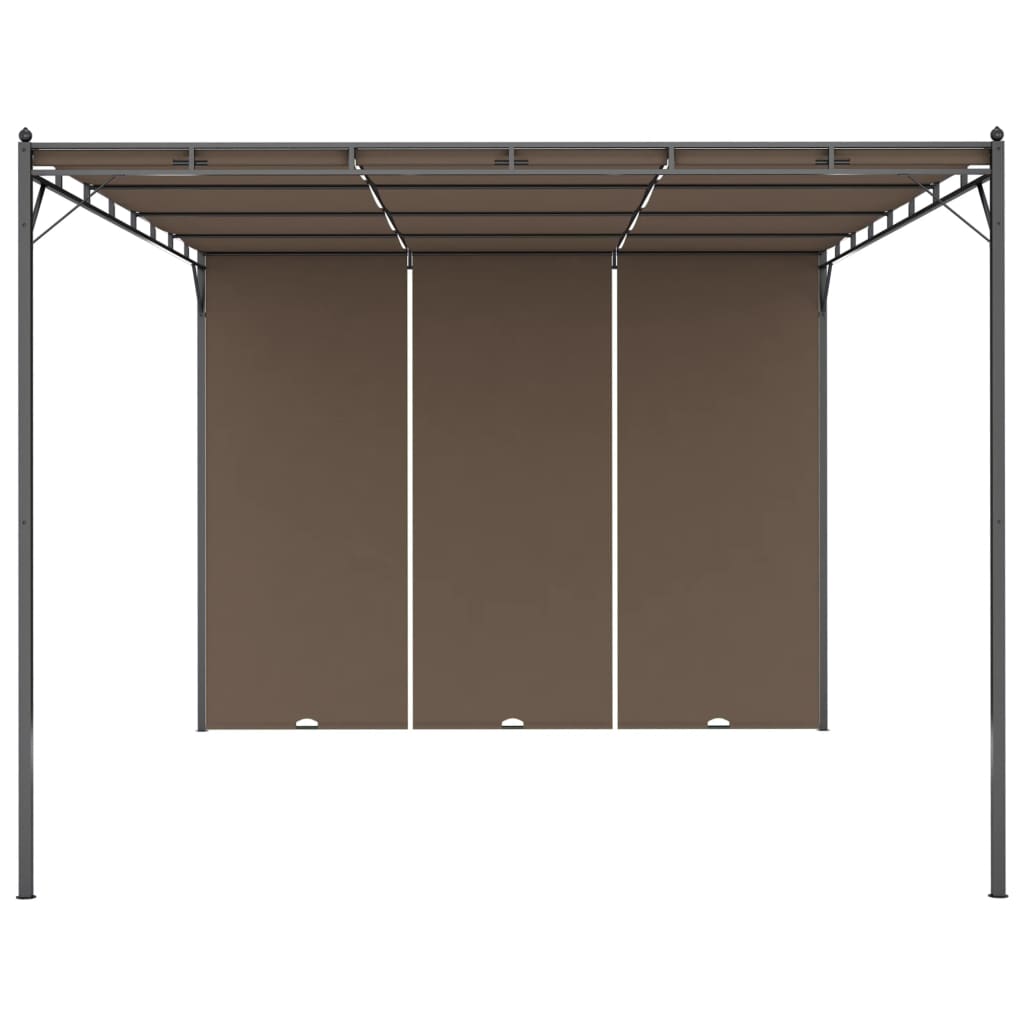 Garden Gazebo with Side Curtain 4x3x2.25 m Taupe