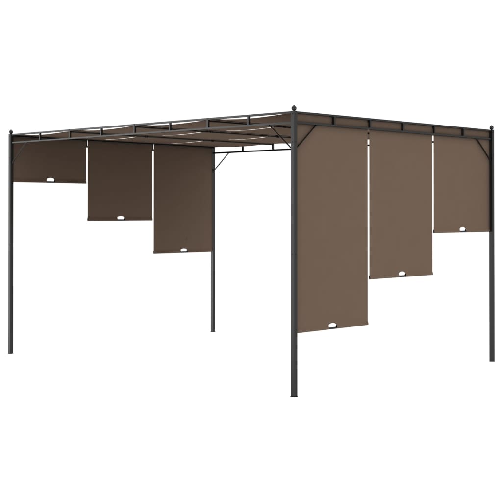 Garden Gazebo with Side Curtain 4x3x2.25 m Taupe