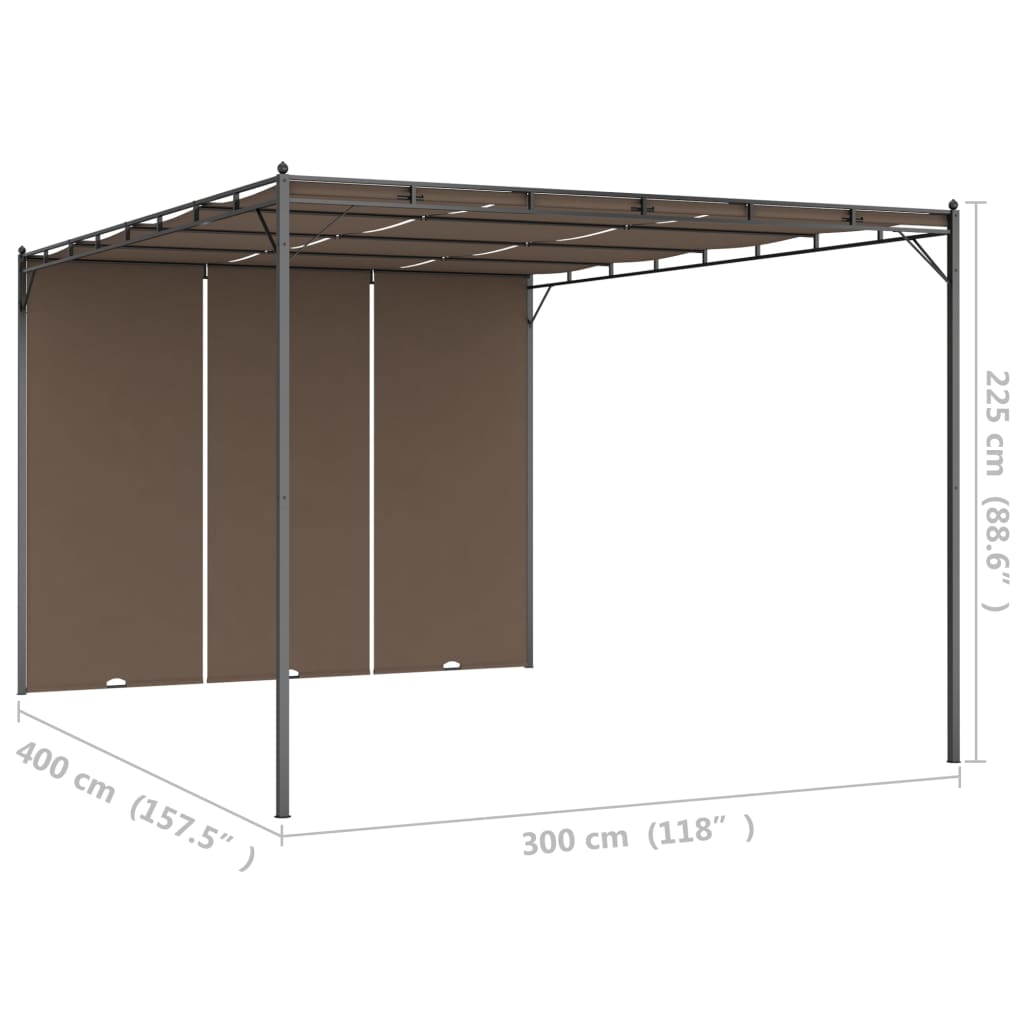 Garden Gazebo with Side Curtain 4x3x2.25 m Taupe