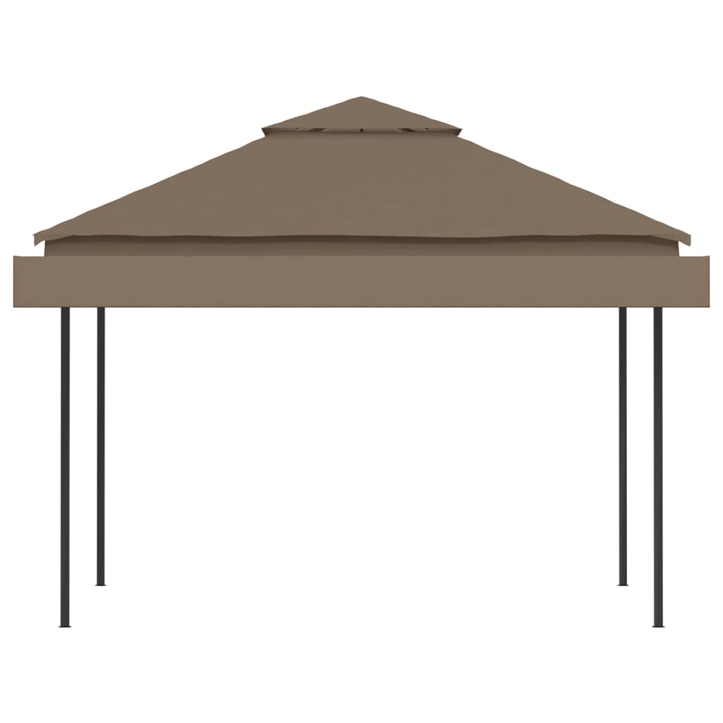 Gazebo with Double Extending Roofs 3x3x2.75 m Taupe 180g/m²