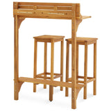 3 Piece Balcony Bar Set Solid Acacia Wood