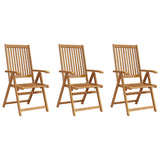 Folding Garden Chairs 3 pcs Solid Acacia Wood