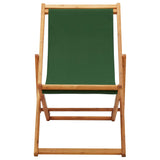 Folding Beach Chair Eucalyptus Wood and Fabric Green