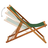 Folding Beach Chair Eucalyptus Wood and Fabric Green