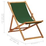 Folding Beach Chair Eucalyptus Wood and Fabric Green