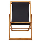 Folding Beach Chair Eucalyptus Wood and Fabric Black