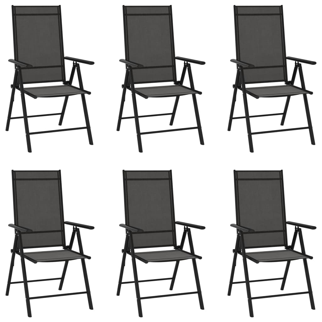 Folding Garden Chairs 6 pcs Textilene Black