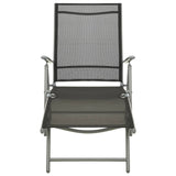 Folding Sun Lounger Textilene and Aluminium Black and Silver