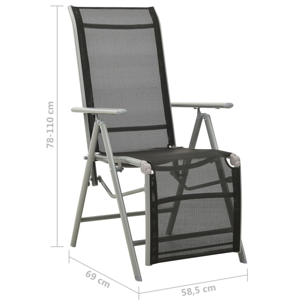 Reclining Garden Chair Textilene and Aluminium Silver