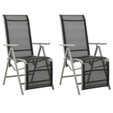 Reclining Garden Chairs 2 pcs Textilene and Aluminium Silver