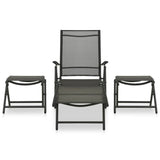3 Piece Garden Lounge Set Textilene and Aluminium Black
