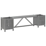 Garden Bench with 2 Planters 150cm Solid Acacia Wood Grey