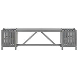 Garden Bench with 2 Planters 150cm Solid Acacia Wood Grey