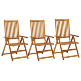 Garden Reclining Chairs 3 pcs Solid Acacia Wood